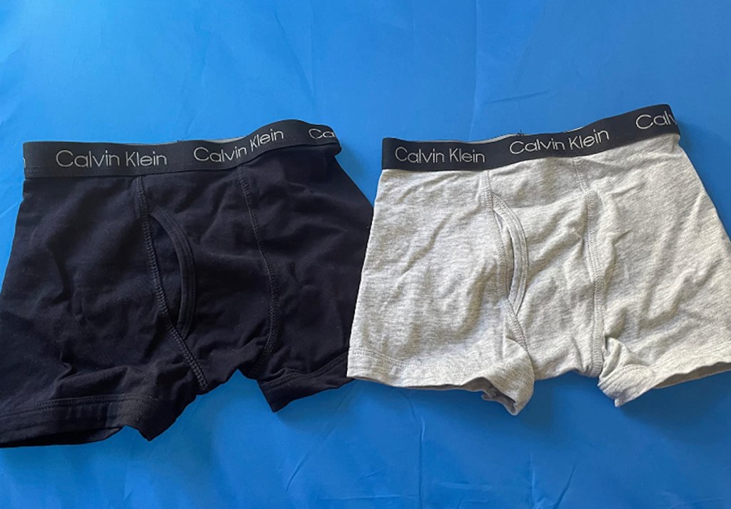 black and gray pair of calvin klein underwear