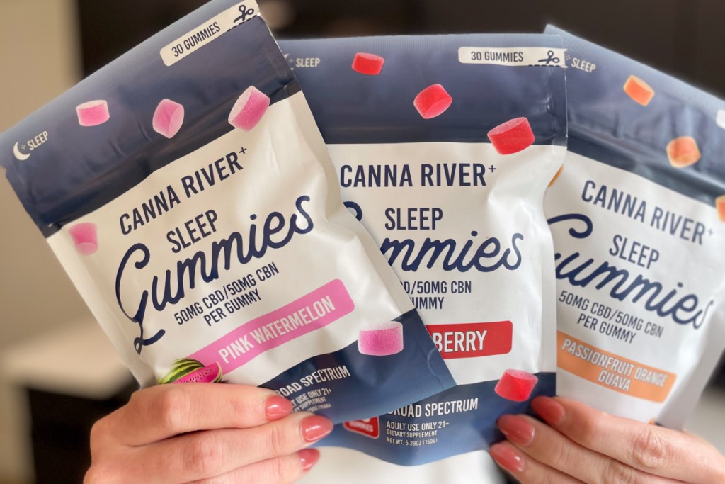 three bags of canna river CBD gummies