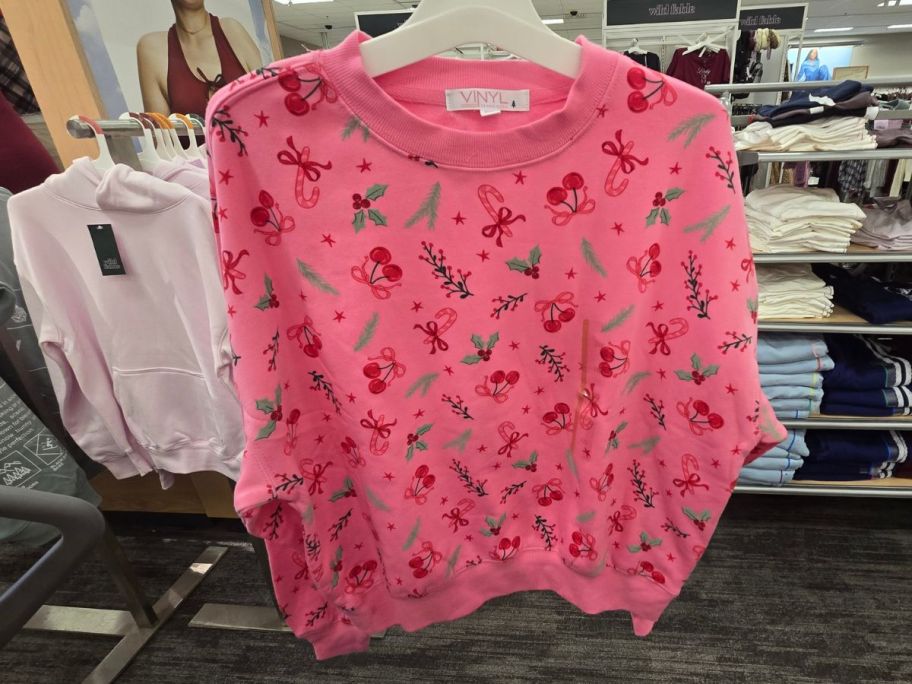 Vinyl Threads Women's Holiday Print Fleece Graphic Sweatshirt in store