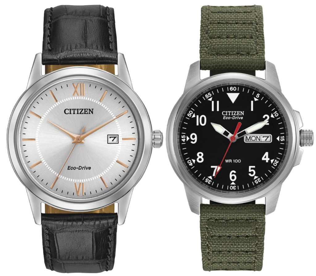 mens black and army green watches