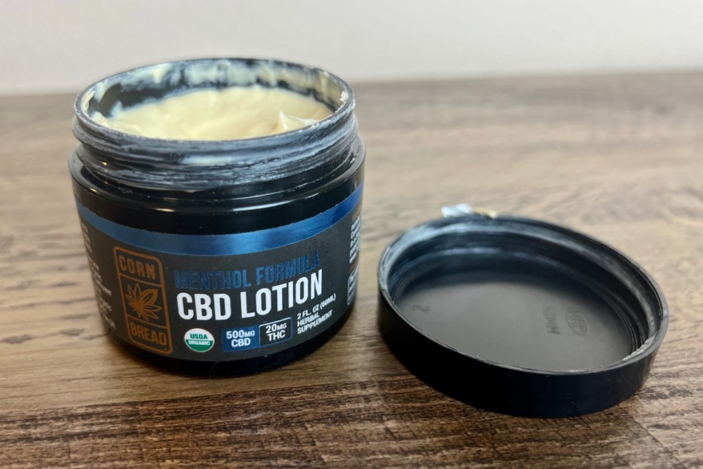 cbd lotion with lid off