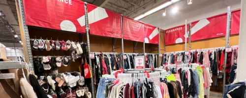 display of old navy clearance showcased throughout the store