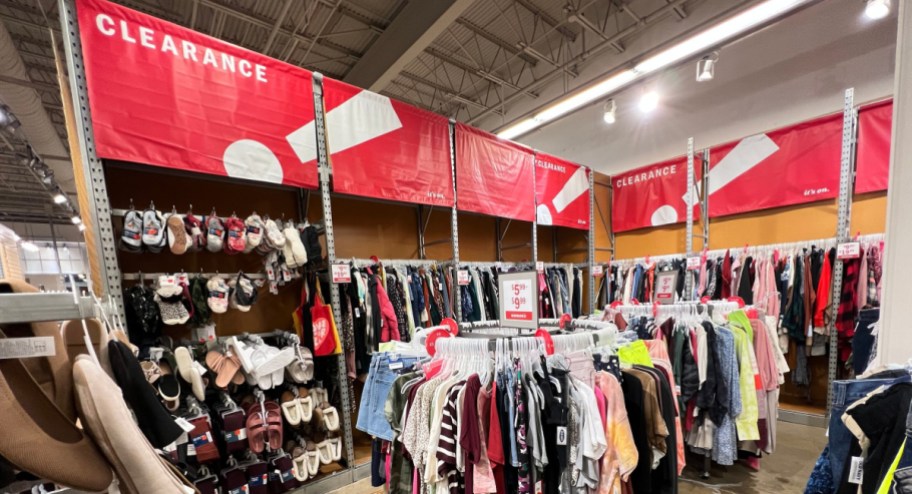 display of old navy clearance showcased throughout the store