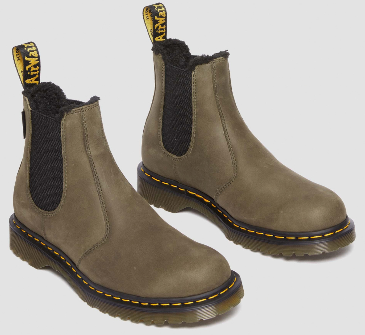 olive colored fleece lined boots