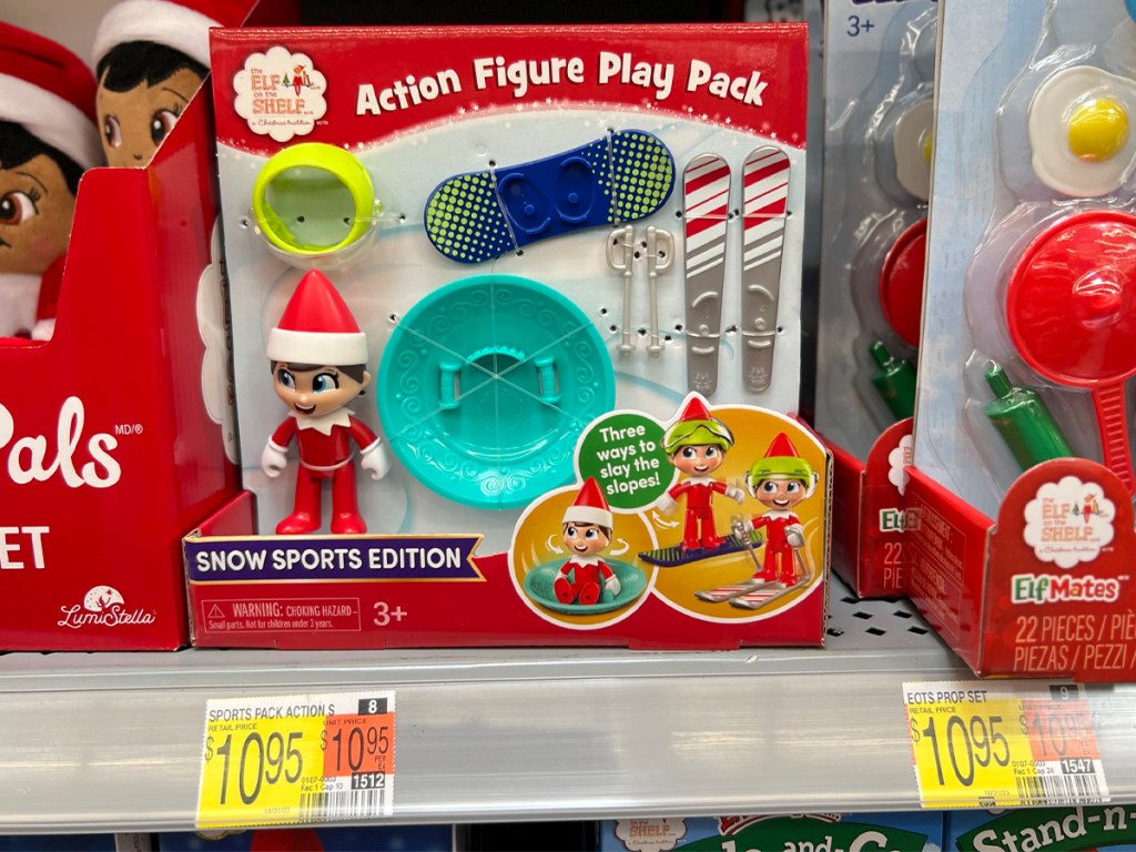 elf on the shelf snow sports play pack on shelf