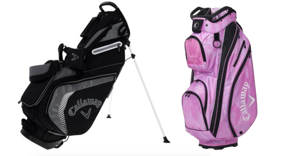 black and pink golf bags