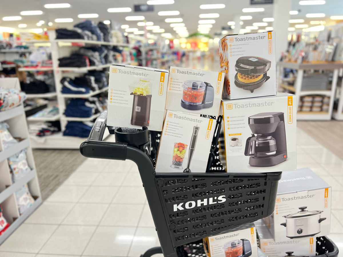 collection of toastmaster appliances in a kohls cart in store