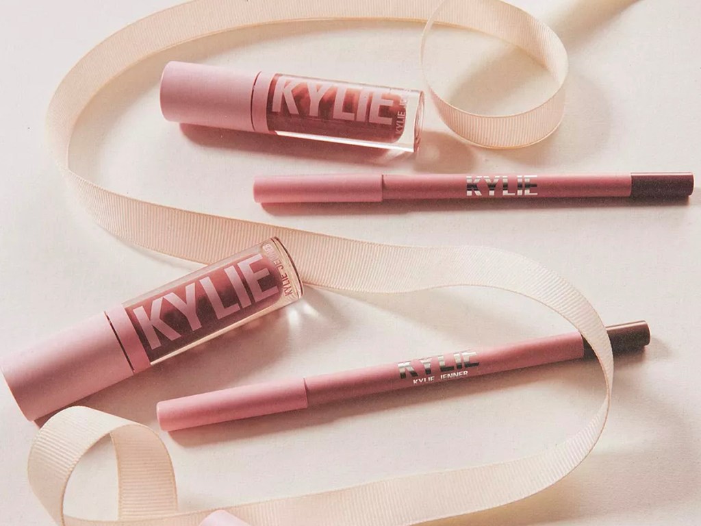 kylie cosmetics gloss and liners with ribbon