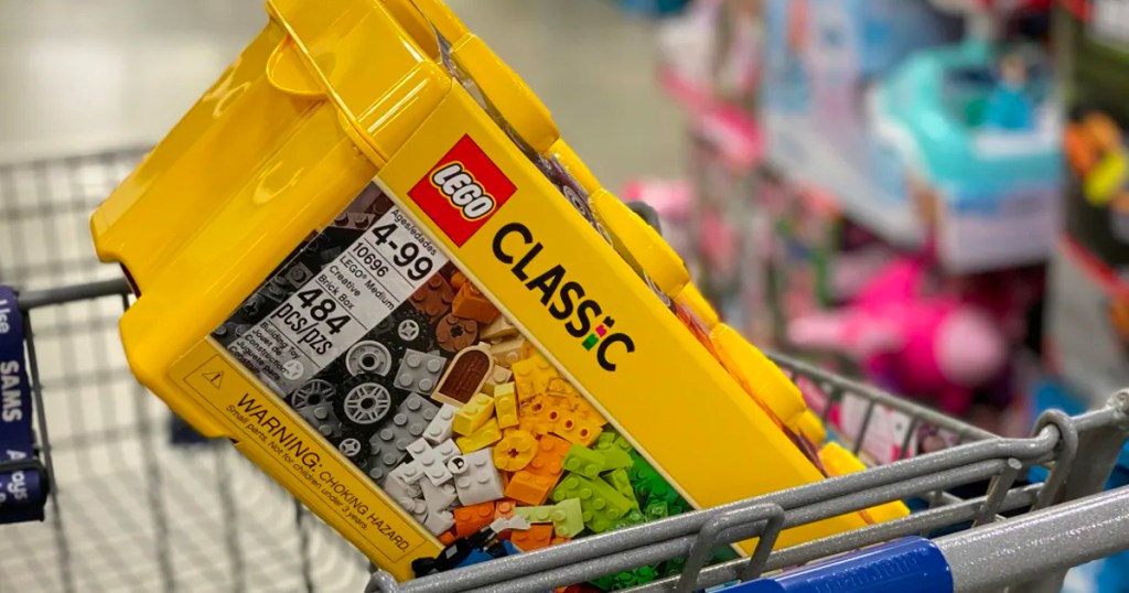 yellow lego box in shopping cart