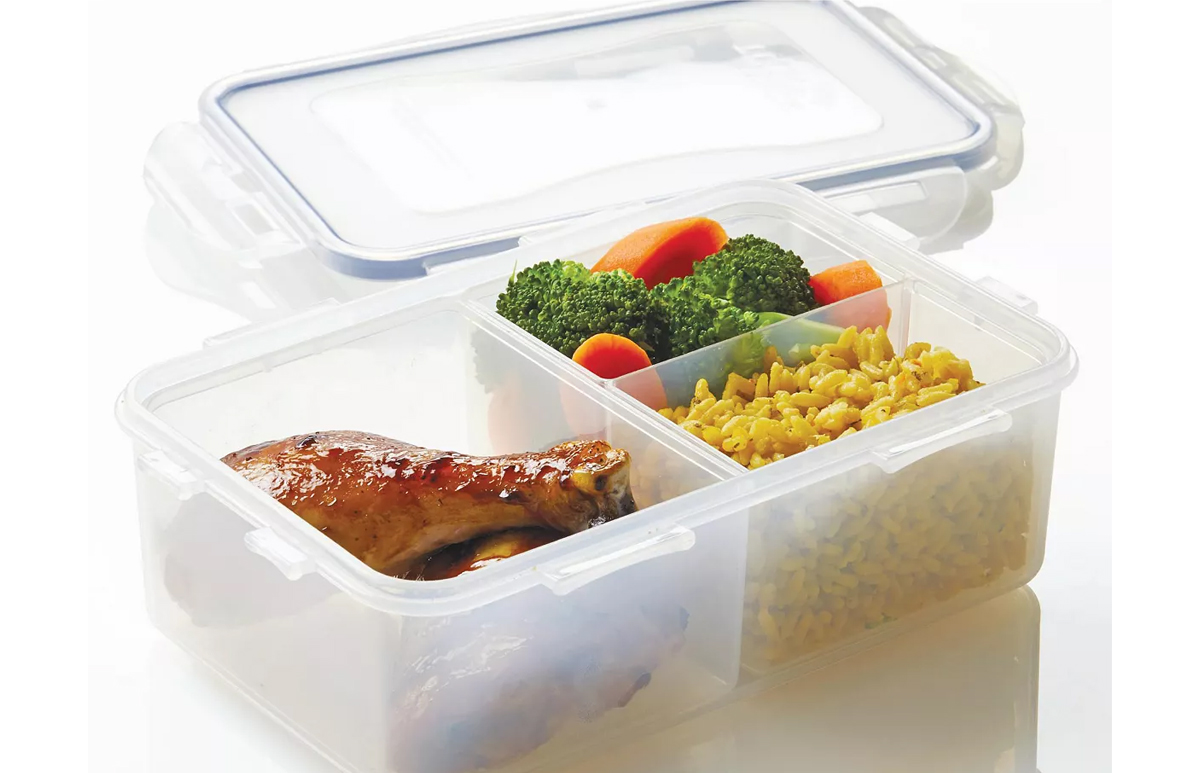 lock n lock food storage container with rice and chicken