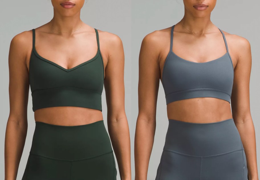 green and grey sports bras