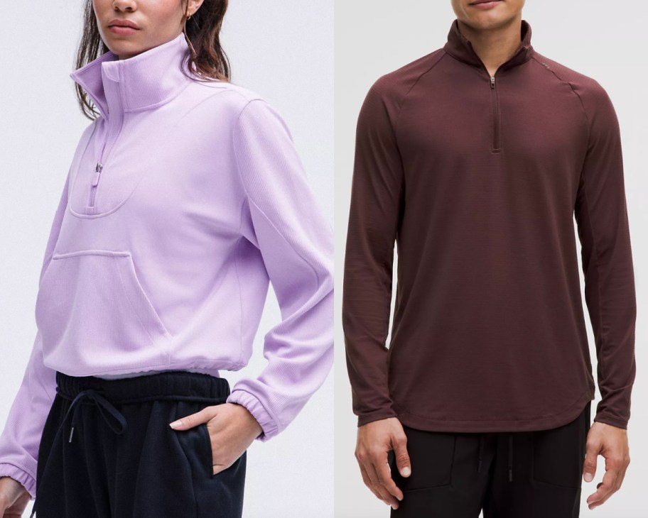 womens and mens half zip pullovers