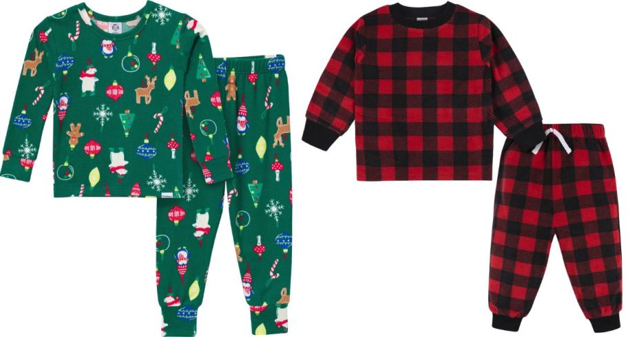 two sets of family match ing pajamas 