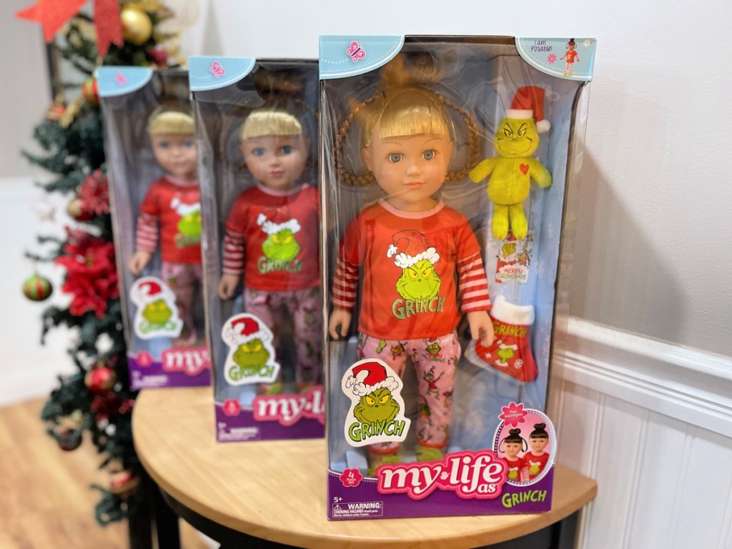 my life as grinch dolls in packaging