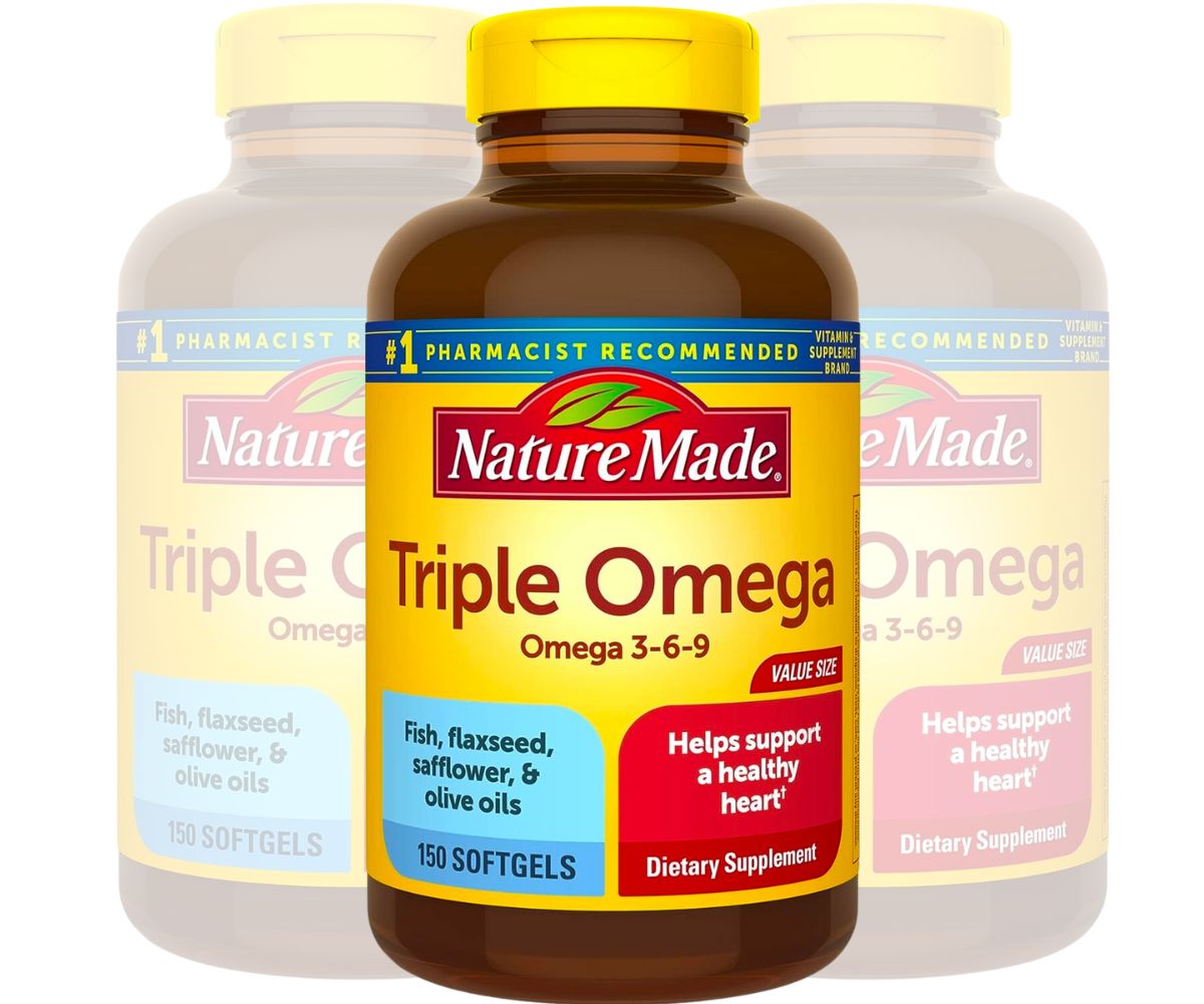 nature made triple omega fish oil stock image
