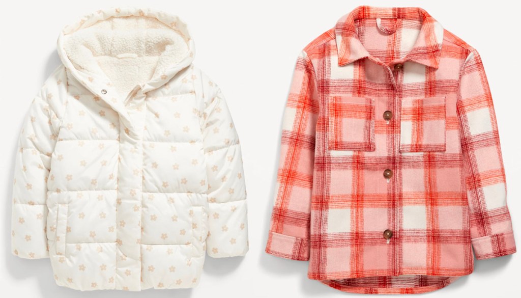 old navy girls white and plaid jackets