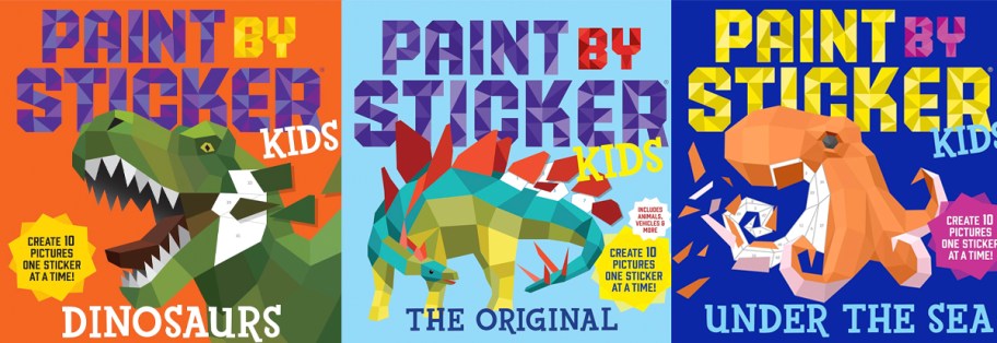 two dinosaur and one under the sea paint by sticker books 