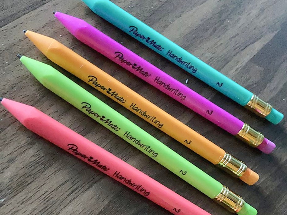 multicolored papermate pencils on table