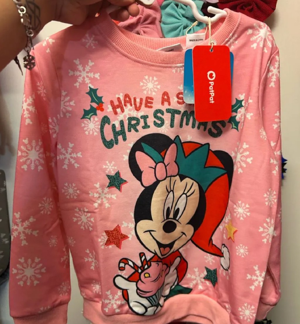 pink mickey disney christmas sweatshirt