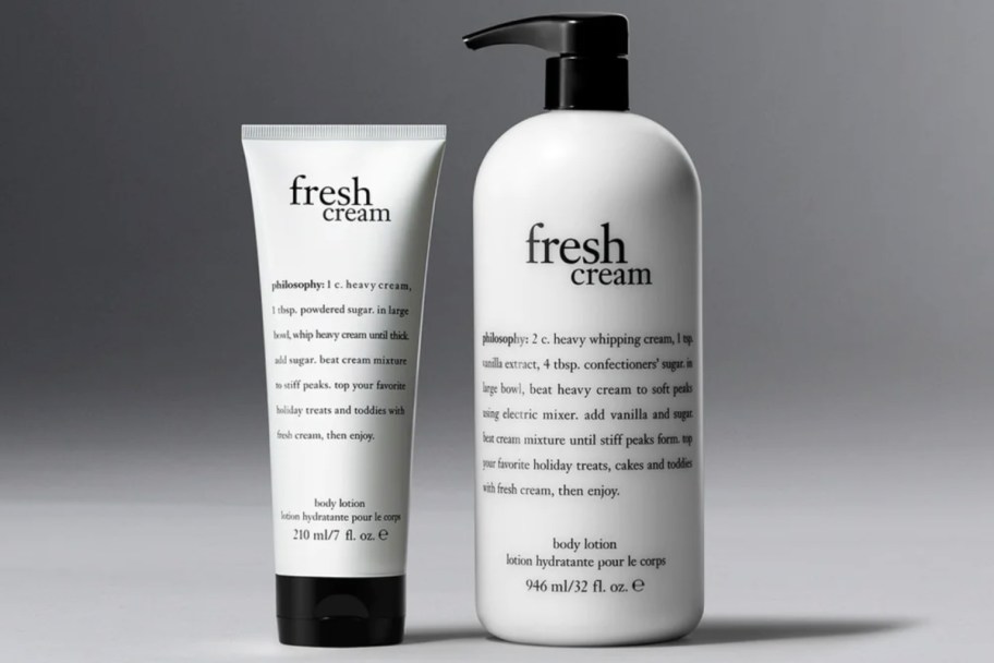 two bottles of fresh cream lotions