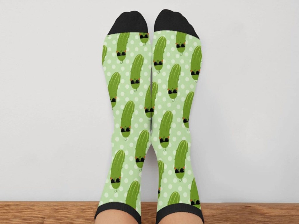 pair of feet wearing pickle socks