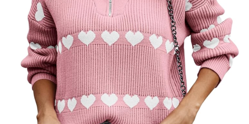 Women’s Hearts Ribbed Pullover Sweater Only $17 Shipped on Amazon (Reg. $34)