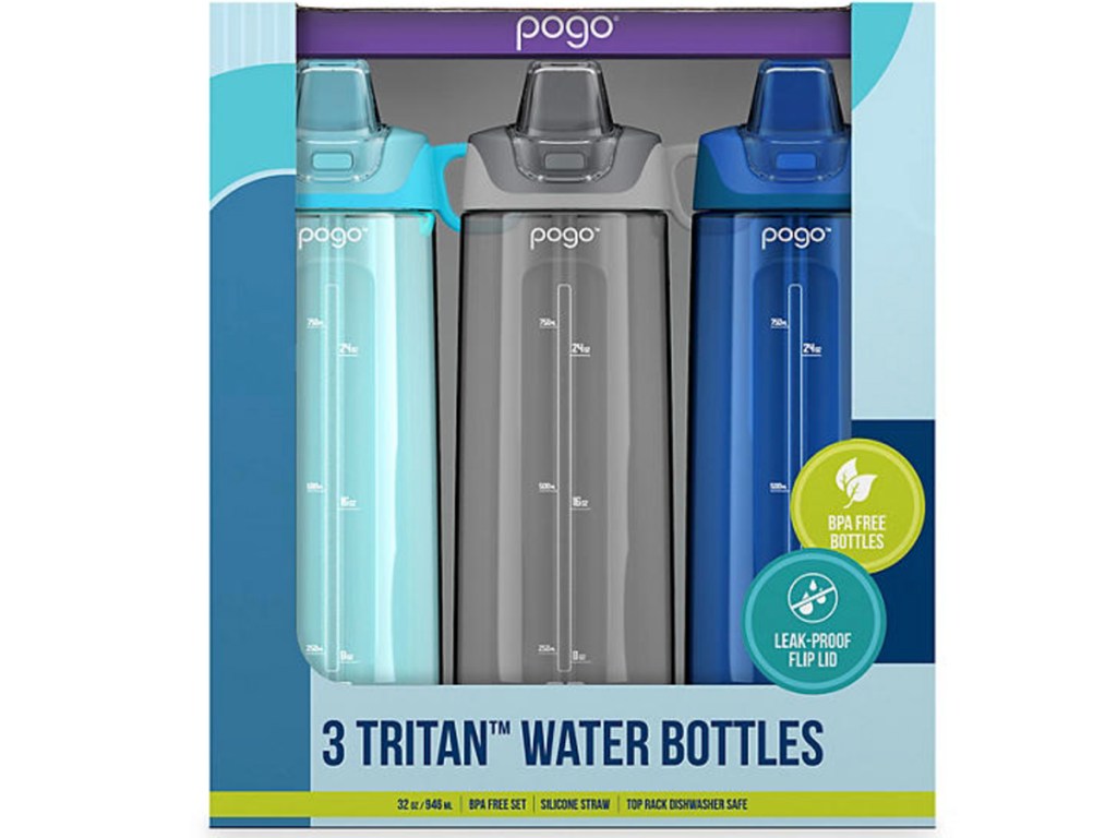 pogo tritan water bottles 3 pack