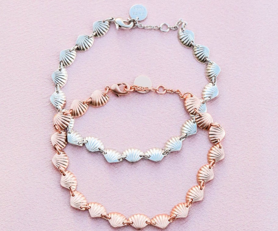 two shell chain bracelets