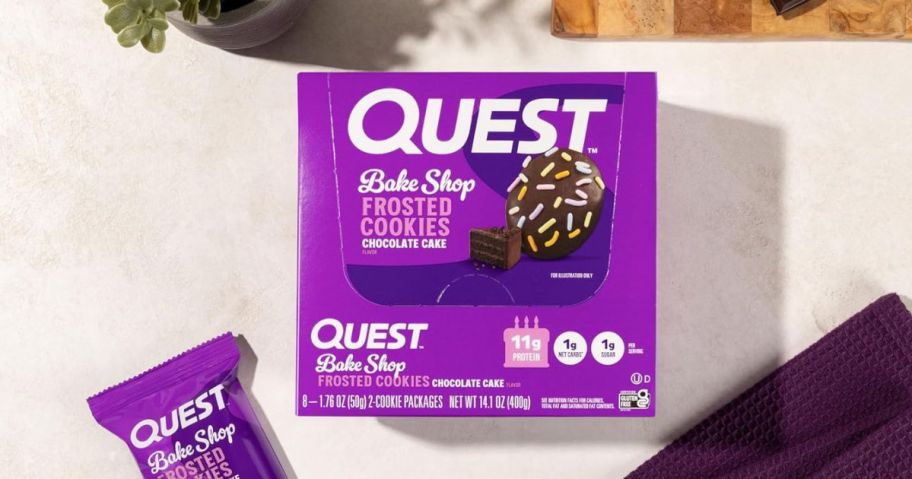 Quest Nutrition Frosted Protein Cookies Chocolate Cake Twin Pack 8-Count box