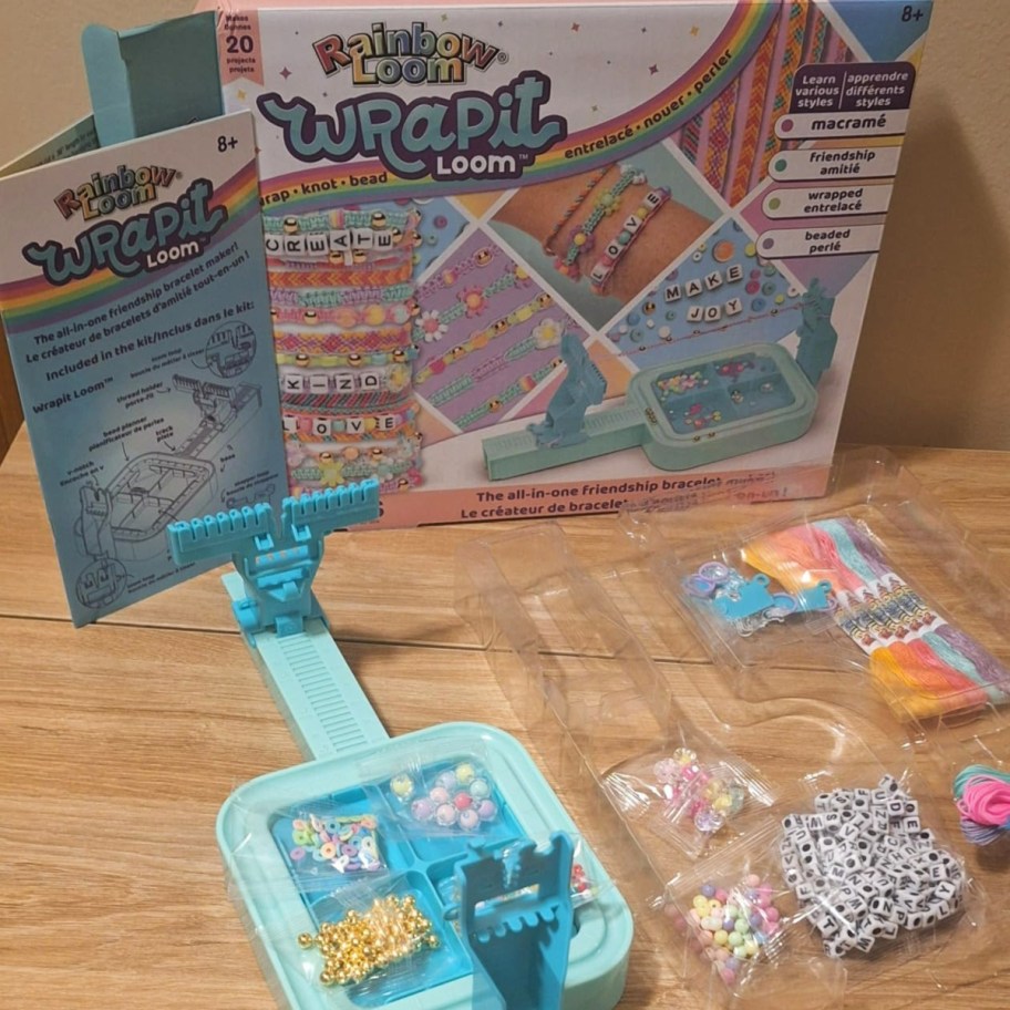 rainbow loom toy unboxed to show different components