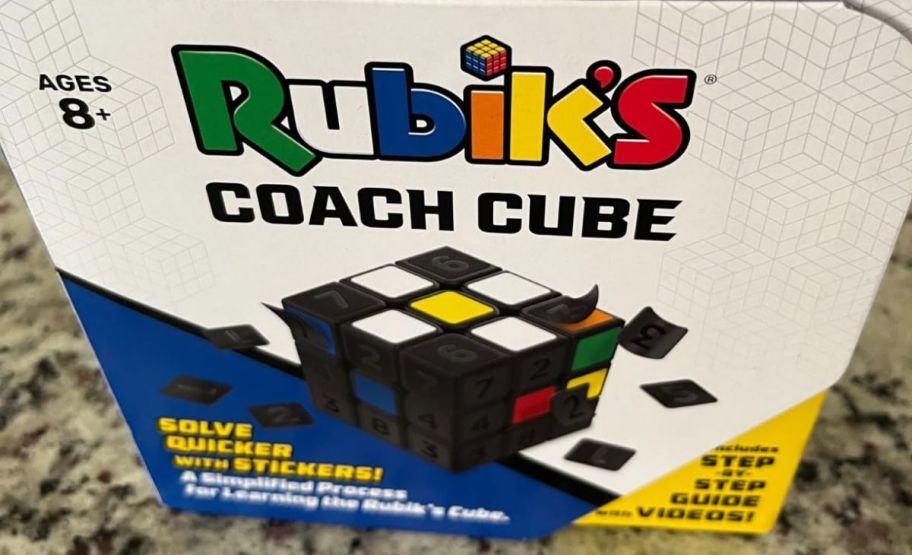 rubik's coach cube box on a kitchen counter