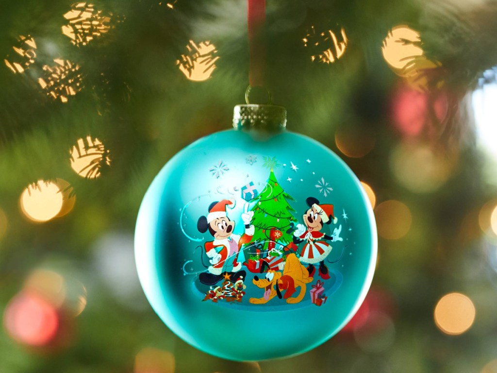 mickey and minnie mouse ball ornament in tre