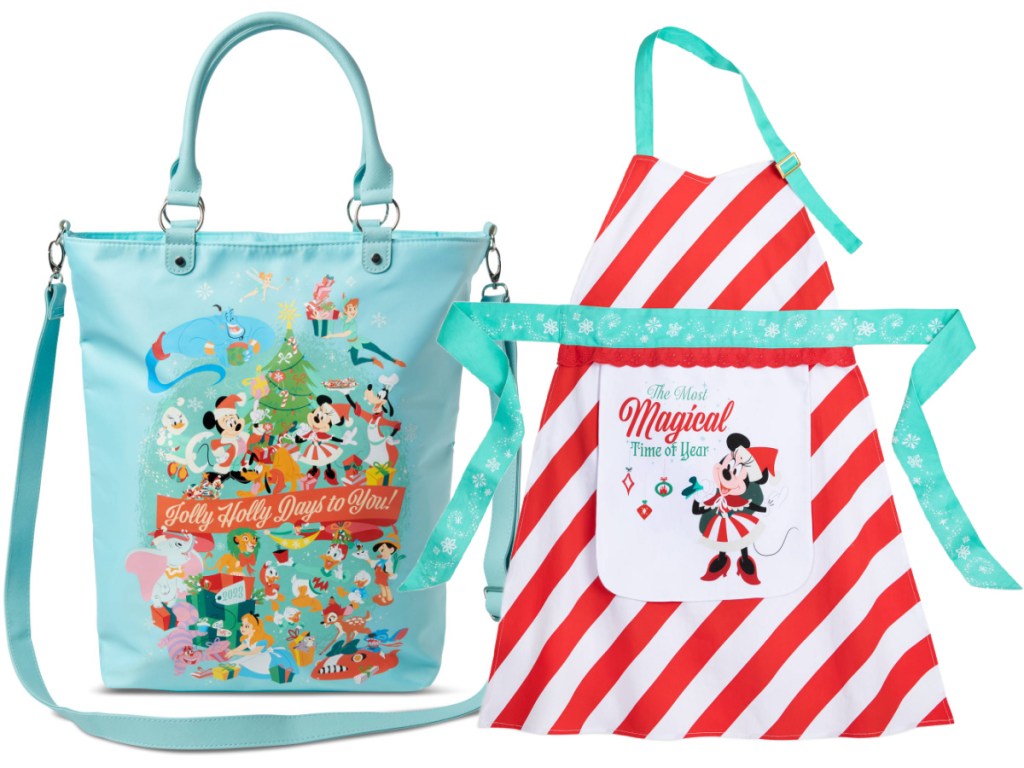 disney tote bag and candy cane minnie apron