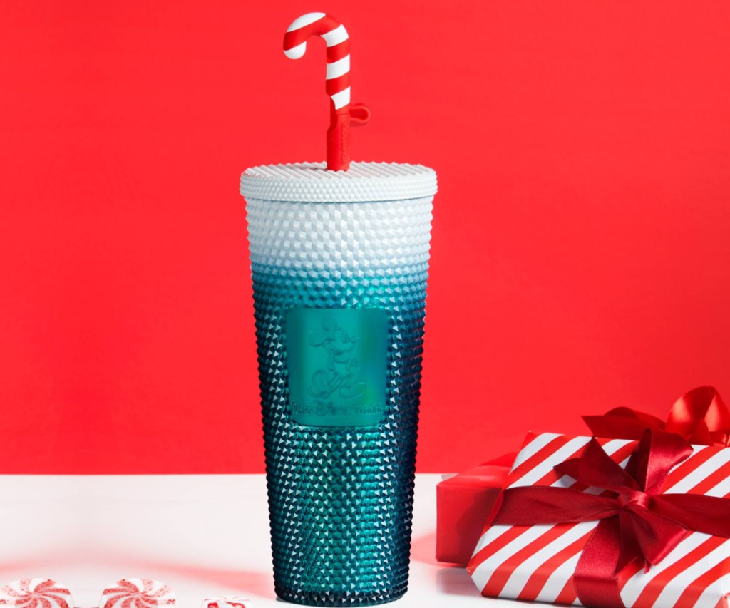 starbucks tumbler with candy cane straw
