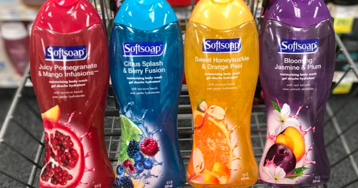 softsoap body wash in a cart
