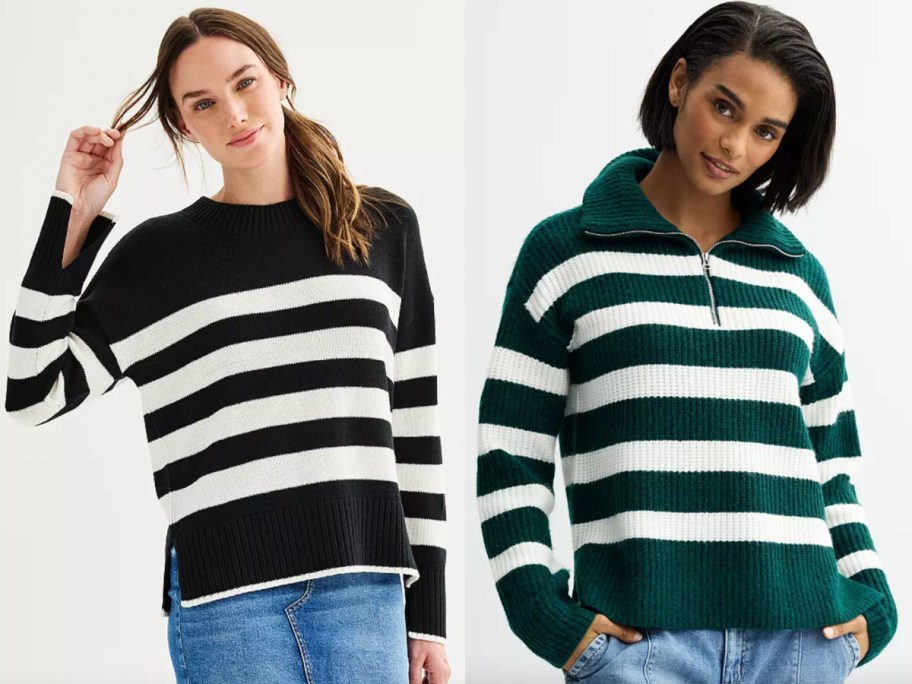 black and green stripe sweaters