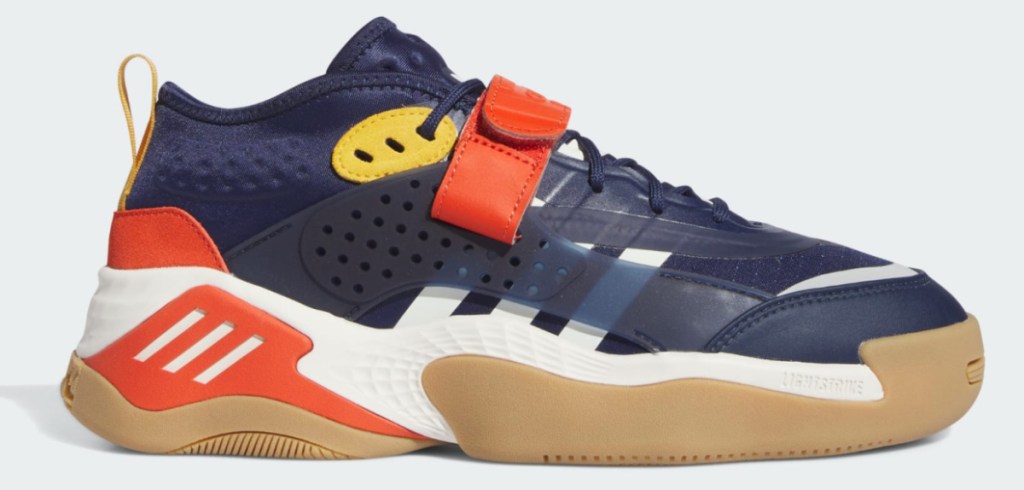 stock image of adidas Mens Streetball III Shoes in blue, brown and orange