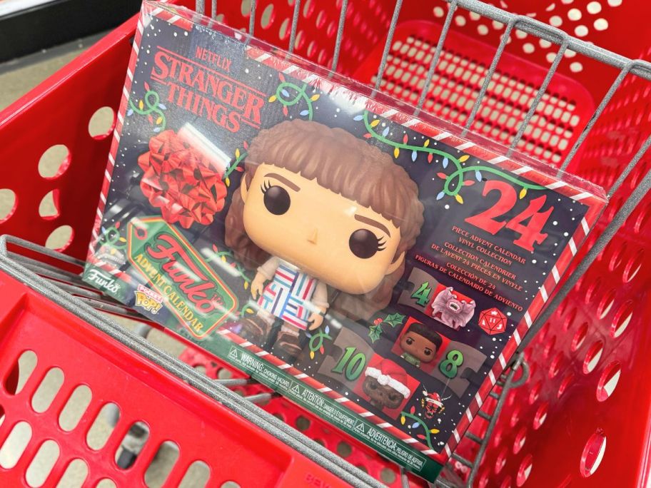 a stranger things advent calendar in a target cart