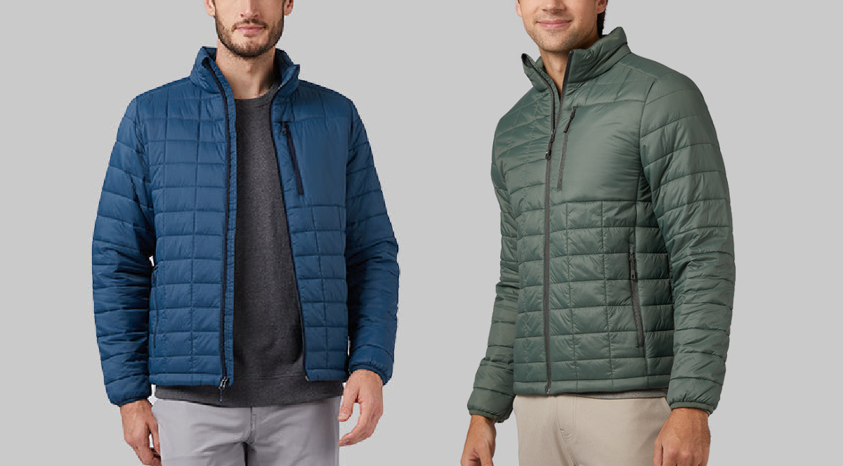 two male models wear 32 Degrees Men's Lightweight Quilted Jacket