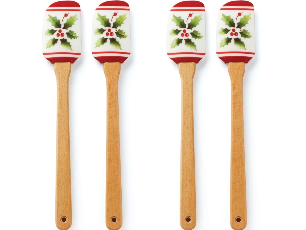 two stock images of Lenox Holiday Handpaint Stripe 2-Piece Spatula Set