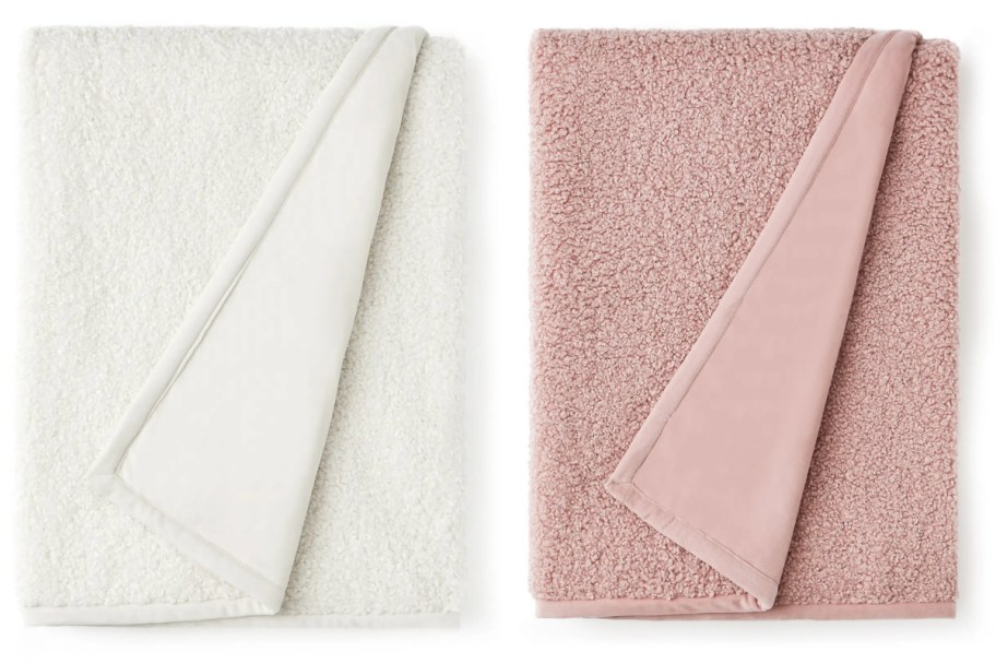 white and pink throws