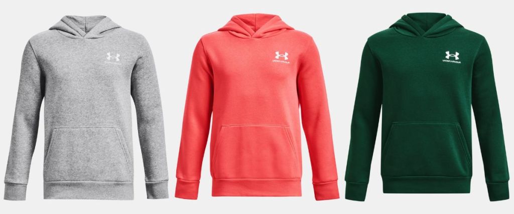 kids gray, pink and green Under Armour zip hoodies