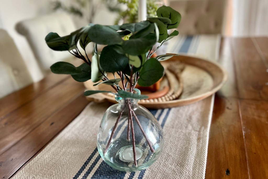 eucalyptus stems in clear vase