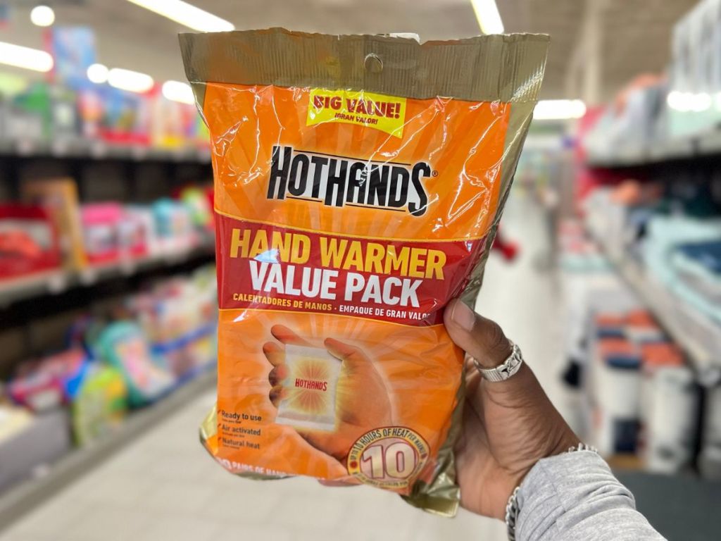 hand holding HotHands Hand Warmers Value Pack