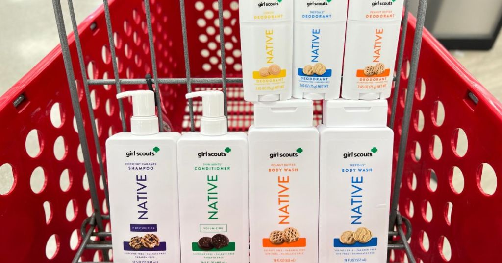 Native Girl Scout Shampoo, Conditioner and Deodorants in Target Cart