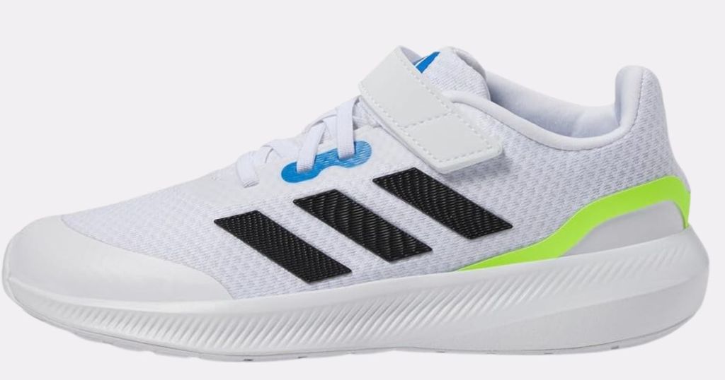 kids Adidas tennis shoe in white with black stripes