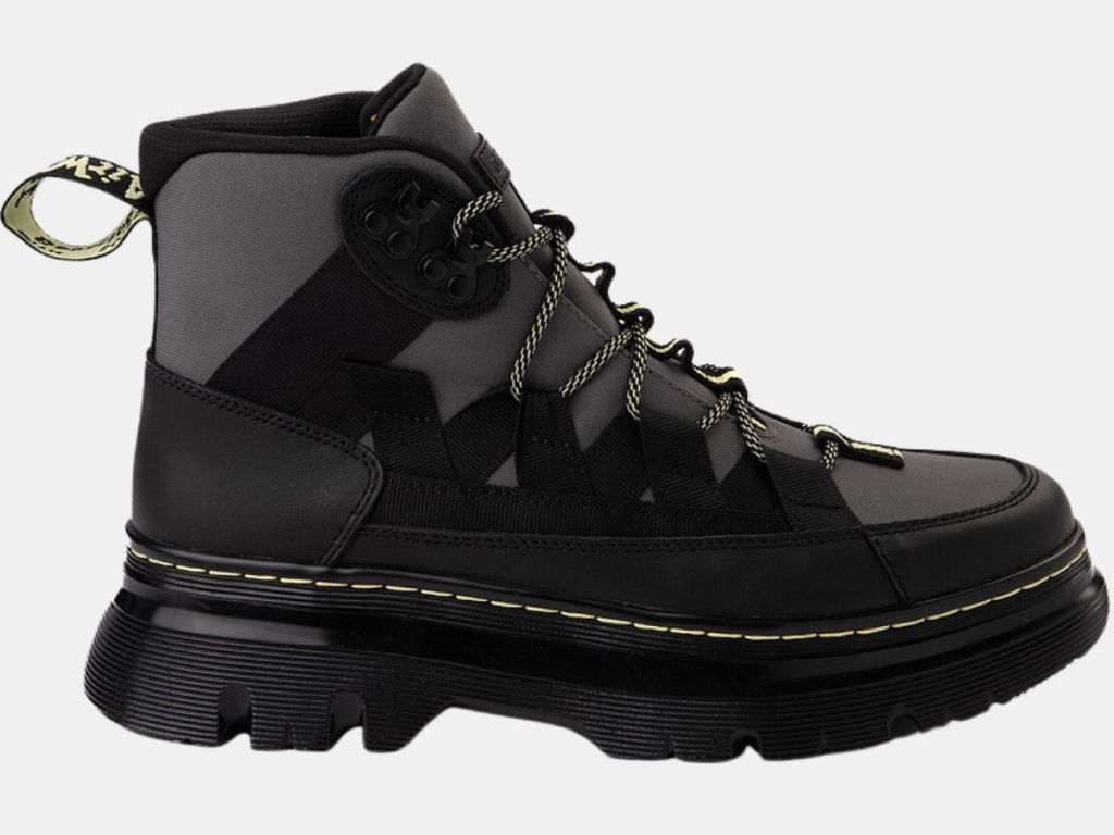 single black and grey Dr. Marten's boot