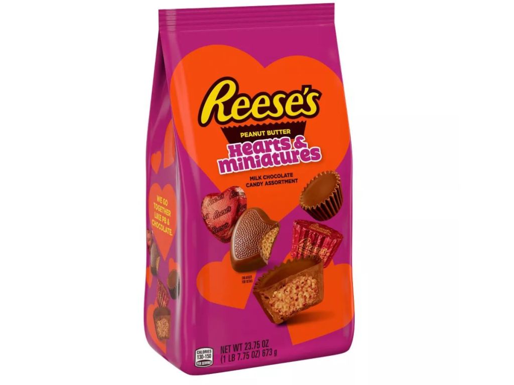 large bag of Reese's Peanut Butter cup Valentine's Day candy