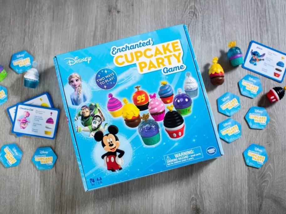 Disney Enchanted Cupcakes board game box and game pieces