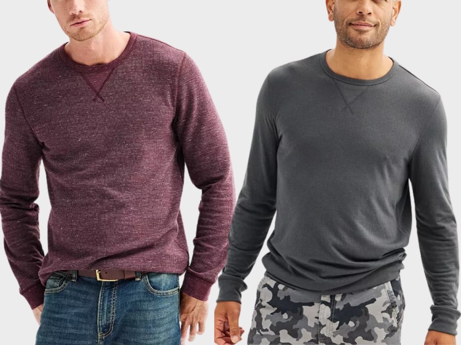 men wearing different color long sleeve tshirts